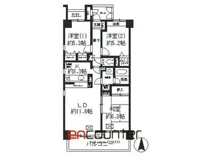 フィオーレ(3LDK/2階)の間取り写真