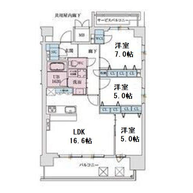スプランディッド本町グラン(3LDK/18階)の間取り写真