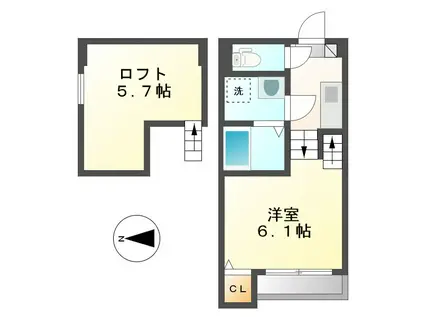 アイフラッグ(1K/2階)の間取り写真