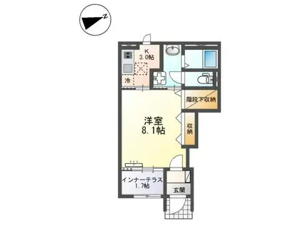 スターテラスII上福原(1K/1階)の間取り写真