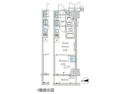 パークアクシス新宿西落合(1DK/7階)の間取り写真