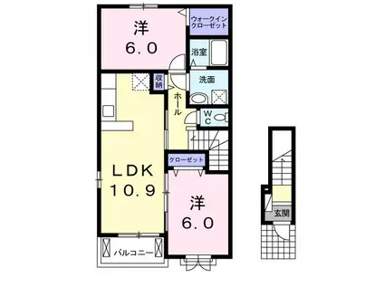 ロワンテール II(2LDK/2階)の間取り写真