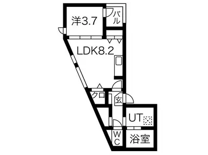 CREST(1LDK/3階)の間取り写真