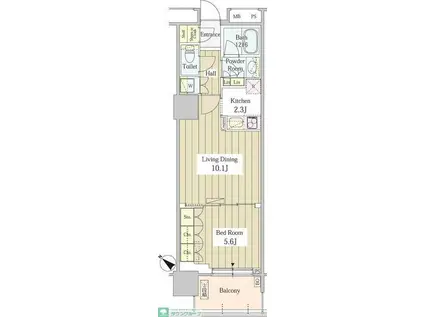 ユニゾンタワー(1LDK/4階)の間取り写真
