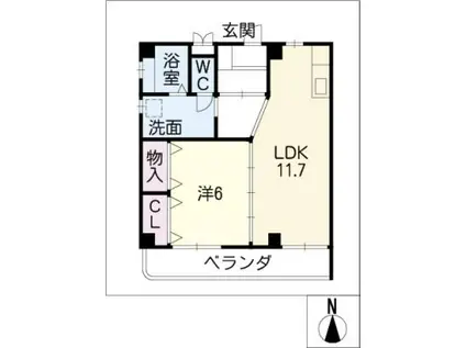 アビタシオン堀(1LDK/3階)の間取り写真