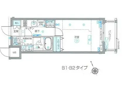 ZOOM恵比寿(1K/2階)の間取り写真