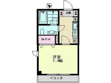 ベレトワール(1K/1階)の間取り写真