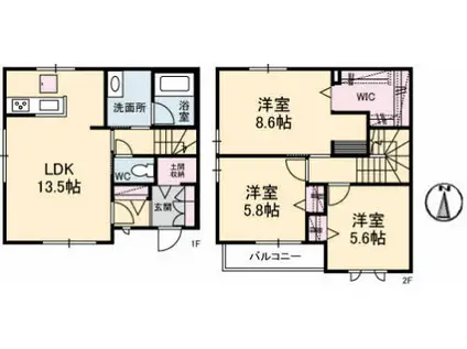 マグリット(3LDK/1階)の間取り写真
