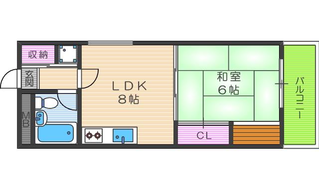 岡本ハイツ(1LDK/3階)の間取り写真