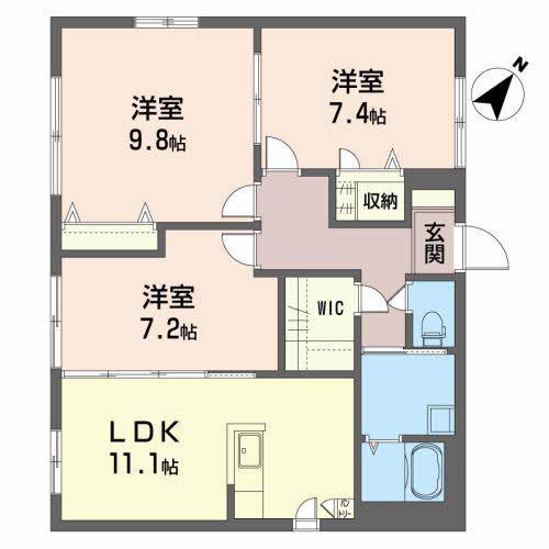 プラチディア(3LDK/1階)の間取り写真