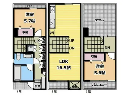フェリス新宿(2LDK/1階)の間取り写真