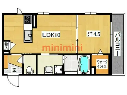 シャーメゾンティーヴェル西中条(1LDK/1階)の間取り写真