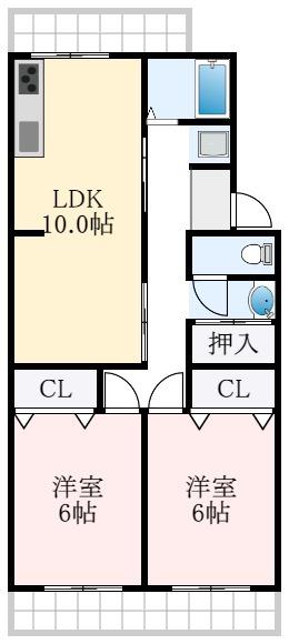 安田マンション(2LDK/2階)の間取り写真