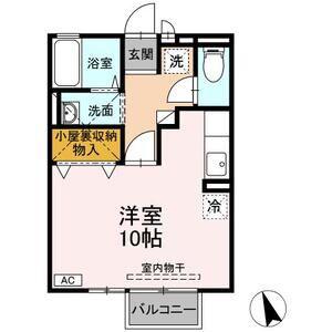 サウスレグルス(ワンルーム/2階)の間取り写真