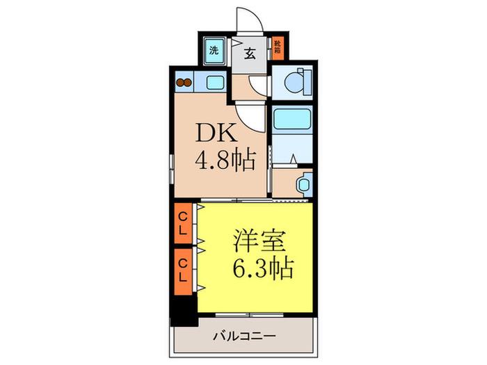 プルミエール江坂(1DK/4階)の間取り写真