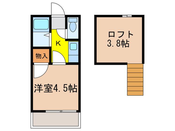都営三田線 高島平駅 徒歩14分 2階建 築39年(1K/1階)の間取り写真
