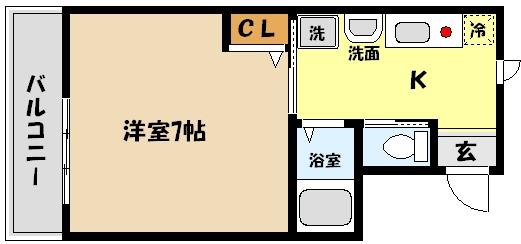 K・Kマンション(1K/2階)の間取り写真