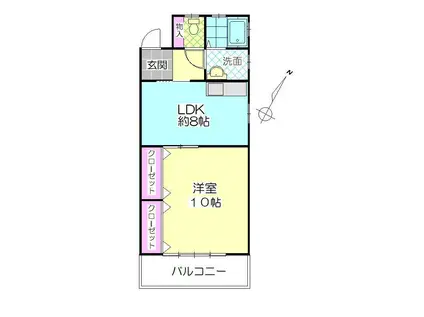 ドリーム山一(1DK/3階)の間取り写真