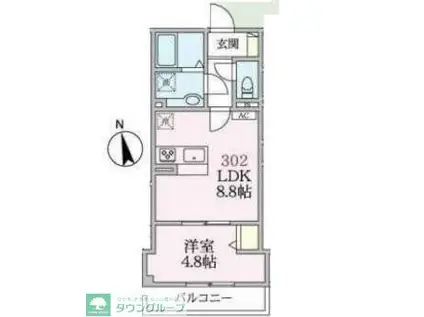 アローマ王子本町(1LDK/3階)の間取り写真