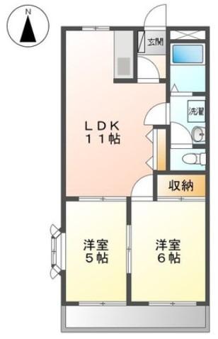 アメニティーハイツ(2LDK/2階)の間取り写真