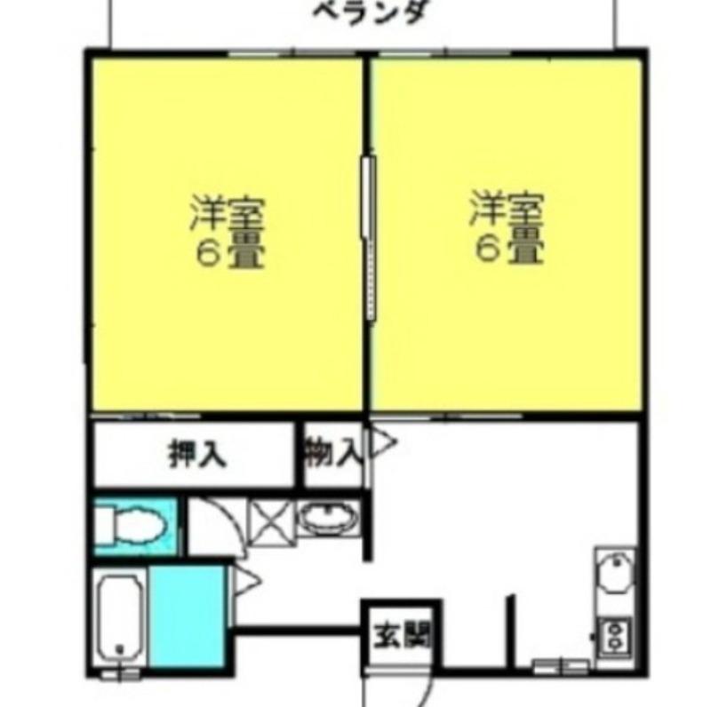 パークハイツA棟(2DK/2階)の間取り写真