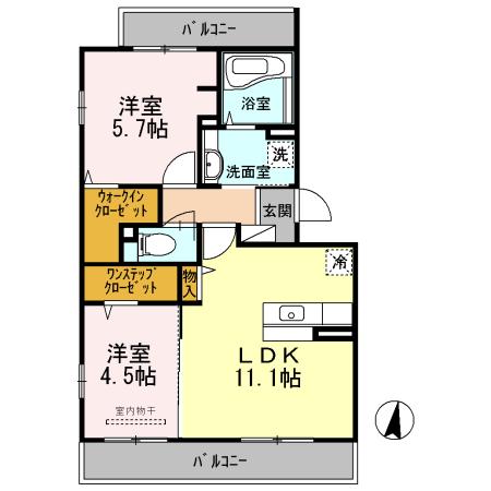 パルクソレイユII(2LDK/3階)の間取り写真