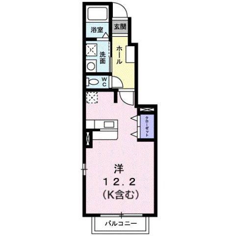 さざんか姫の路B(ワンルーム/1階)の間取り写真
