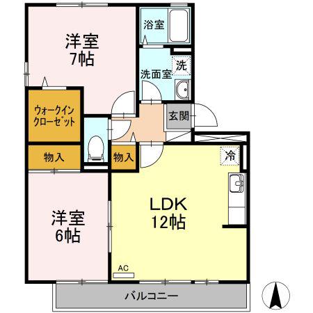 セジュール今B棟 B棟(2LDK/3階)の間取り写真