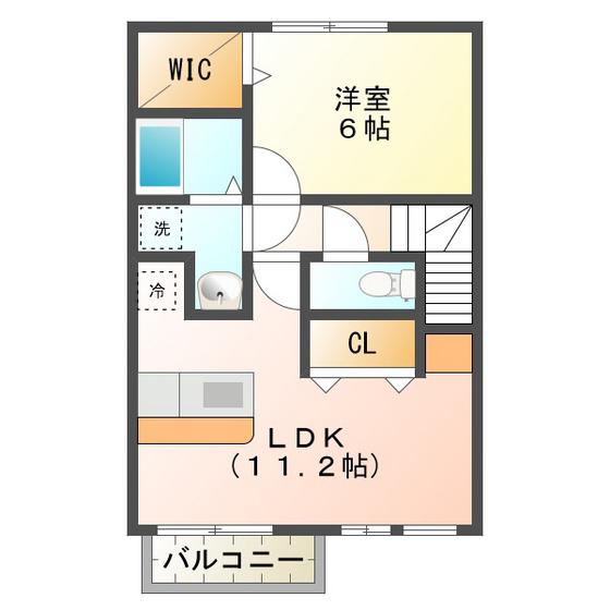 クイーンズタウン元町 III棟(1LDK/2階)の間取り写真
