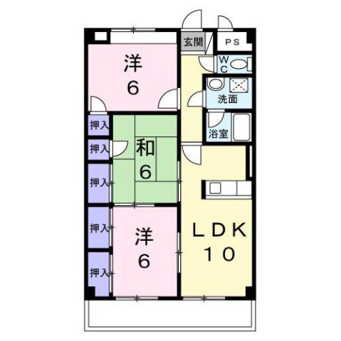 ボンヌール(3LDK/2階)の間取り写真