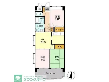 エーヴィゲス市川(3DK/6階)の間取り写真