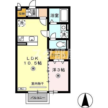 レトロヴィレッジ(1LDK/1階)の間取り写真