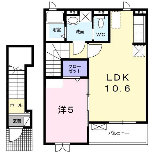 エレガン HIRO(1LDK/2階)の間取り写真