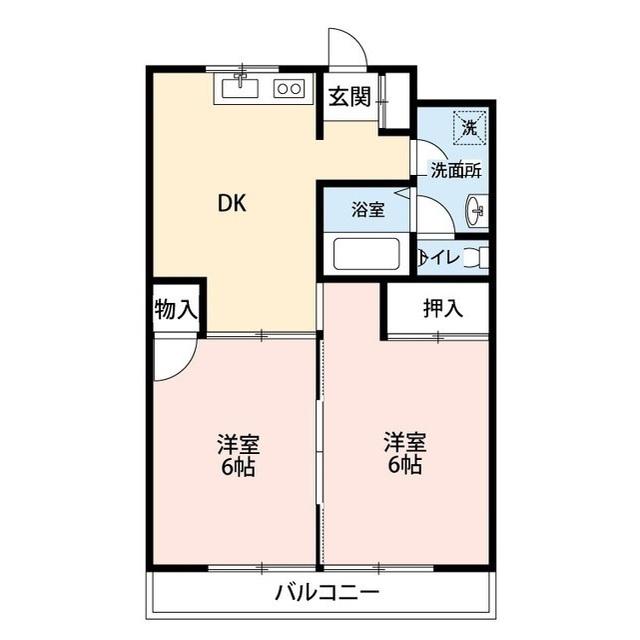サンビレッジURATA(2DK/3階)の間取り写真