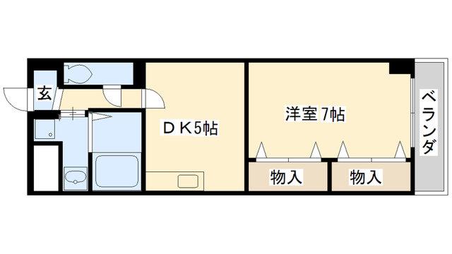 香芝木材弐番館(1DK/3階)の間取り写真