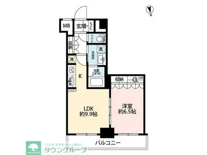 プレール・ドゥーク蔵前II(1LDK/14階)の間取り写真