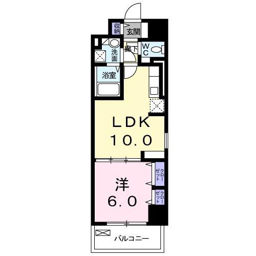 レジデンス柳町(1LDK/9階)の間取り写真