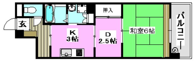 ルナコート千里丘の街(1DK/4階)の間取り写真