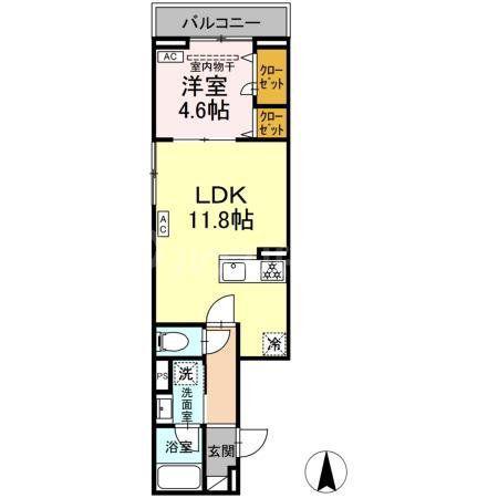 セレスティア大谷田III(1LDK/3階)の間取り写真