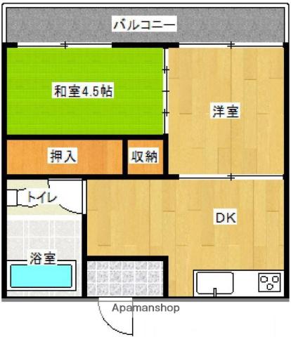 ベルヴィーユ大淀(2DK/4階)の間取り写真
