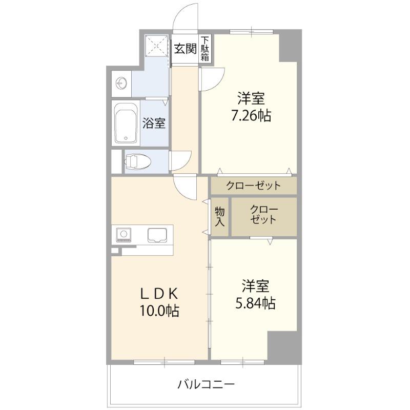 FREEDOM RESIDENCE堺寺地町(2LDK/12階)の間取り写真