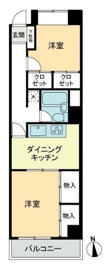 カーサ大和 錦町(2DK/3階)の間取り写真