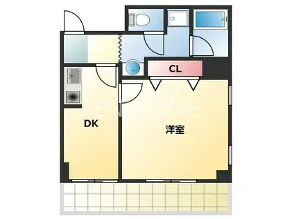 サンライズ南船場(1DK/5階)の間取り写真