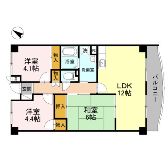 グランドハウスプラム(3LDK/1階)の間取り写真