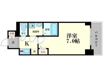 S-RESIDENCE福島ALOVITA(1K/7階)の間取り写真