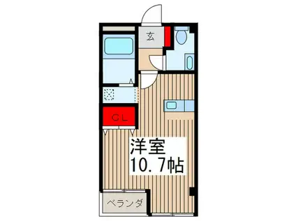 プティクール(ワンルーム/1階)の間取り写真