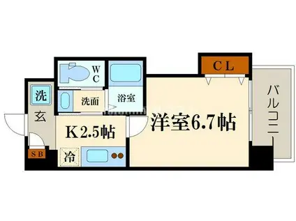 ラグゼドーム前II(1K/8階)の間取り写真