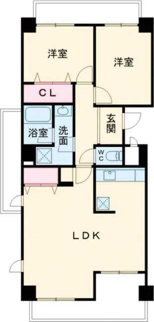 ASSET春日B棟(2LDK/4階)の間取り写真