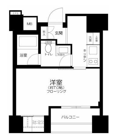 パークリュクス銀座モノ(1K/5階)の間取り写真