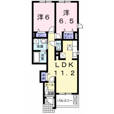 フォレ羽鳥野II(2LDK/1階)の間取り写真